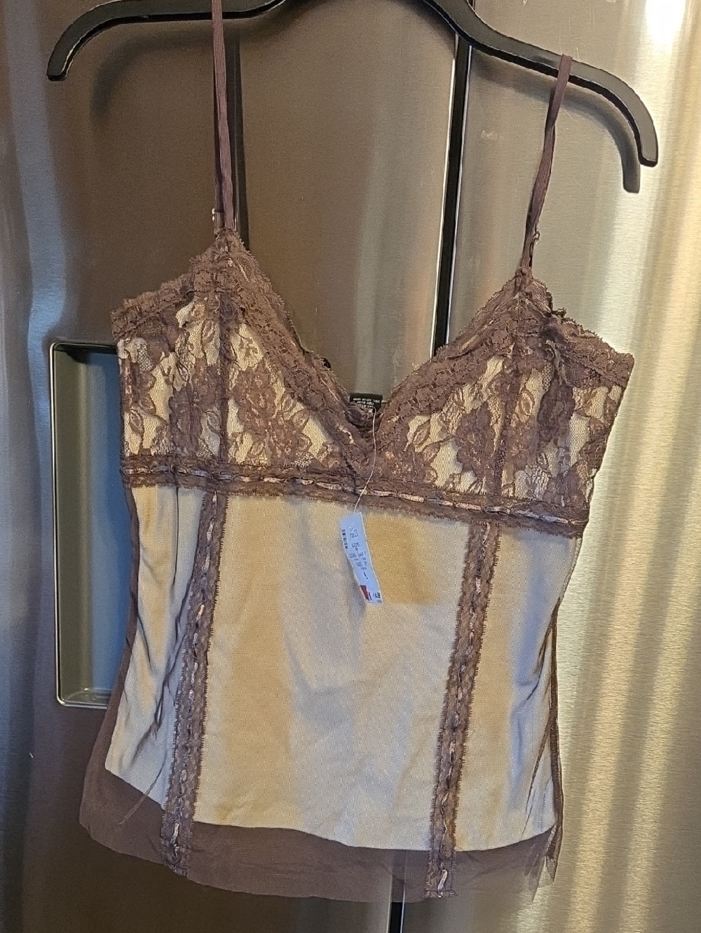 Rue21 Brown Lace Trim Chemise Cami